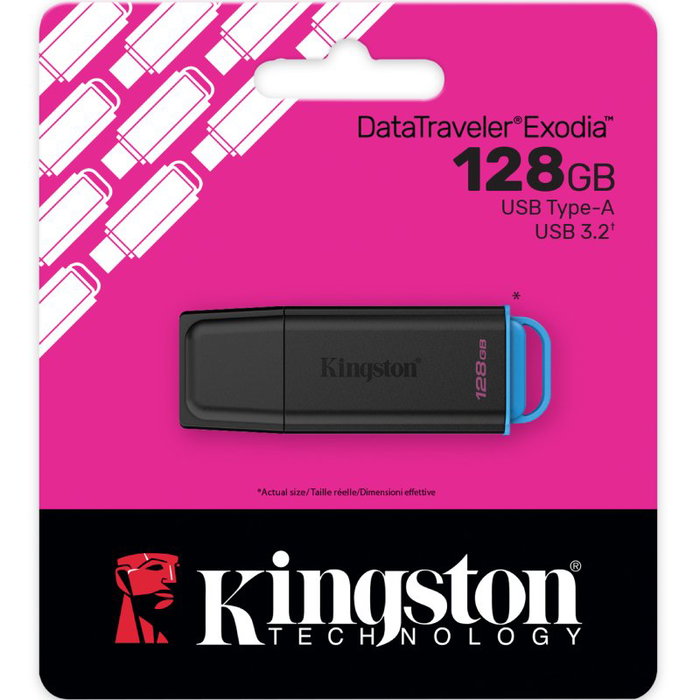 Kingston DataTraveler Exodia 128 GB USB 3.2 Gen 1 Negro/Azul Kingston DataTraveler Exodia 128 GB USB 3.2 Gen 1 Negro/Azul
